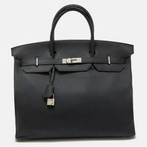 Hermes Black Taurillon Togo Leather Palladium Finish 40 Birkin Bag