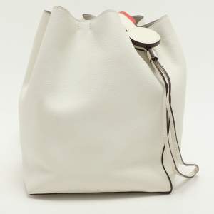 Hermes White Leather Licol 17 Bucket Bag