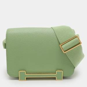 Hermes Green Leather Geta Shoulder Bag