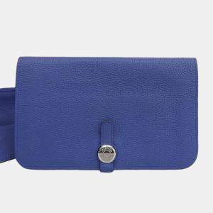 Hermes Dogon GM Long Wallet Blue Electric