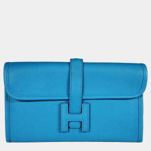 Hermes Bleu Zanzibar Swift Jige Duo wallet PHW