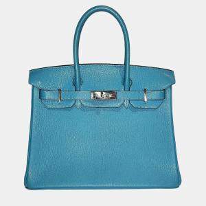 Hermes Teal Chevre Leather PHW Birkin 30