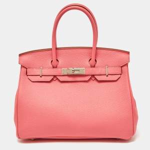 Hermès Rose Lipstick Togo Leather Palladium Hardware Birkin 30 Bag