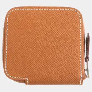 Hermes Azap Compact Mini Epsom Leather Wallet Gold Leather