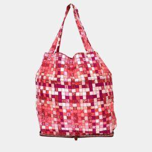 Hermes Silk Buffleskipper Silky Pop Tote Bag Pink Natural Material