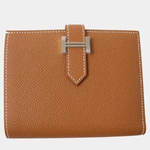 Hermes Bearn Compact Wallet Epsom Gold Leather