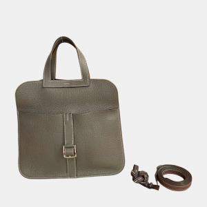 Hermes Arzan 31 Leather Handbag Grey Leather