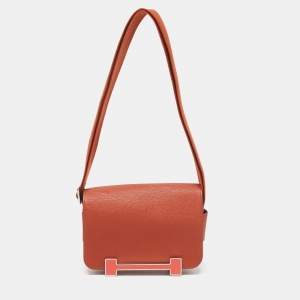 Hermes Cuivre/Rose Texas Chevre Mysore Leather Palladium Finish Geta Bag