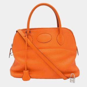 Hermes Orange Taurillon Clemence Leather Bolide 31 Handbag