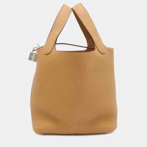 Hermes Biscuit Taurillon Clemence Picotin Lock PM Handbag