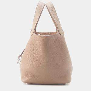 Hermes Etoupe Taurillon Clemence Picotin Lock PM handbag