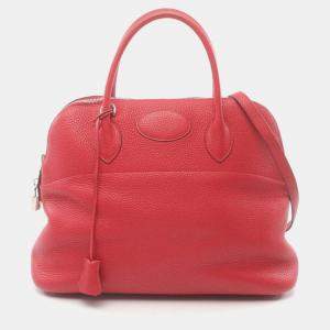 Hermes Rouge Kazak Red Taurillon Clemence Bolide 35 Handbag