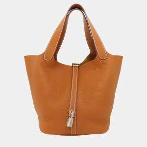 Hermes Gold Taurillon Leather Picotin Lock MM Handbag