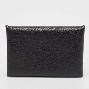 Hermès Noir Chevere Leather Calvi Card Holder 