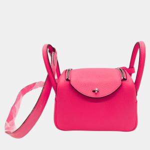 Hermes Lindy Mini Handbag Rose Azalee Pink Leather