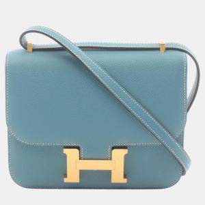 Hermes Constance 3 Mini Blue Shoulder Bag Blue Leather