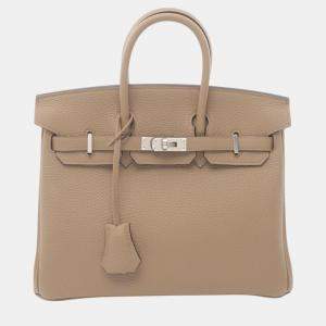 Hermes Birkin 25 Togo Handbag Beige Beige Leather