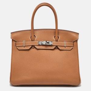 Hermes Gold Togo Leather Palladium Finish Birkin 30 Bag