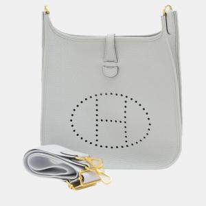 Hermes Taurillon Blue Pale Evelyn 3 PM Shoulder Bag