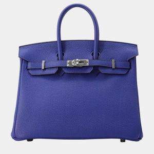 Pre Owned Hermes Blue Electric Togo Leather Birkin Size 25