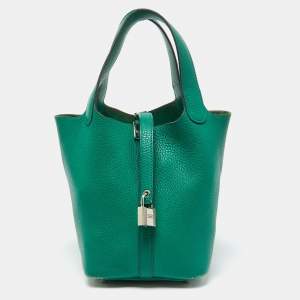 Hermes Menthe Clemence Leather Picotin Lock 18 Bag