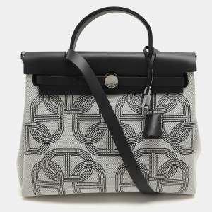 Hermes Noir/Ecru Vache Hunter and Circuit Toile H Plume Herbag Zip 31 Bag