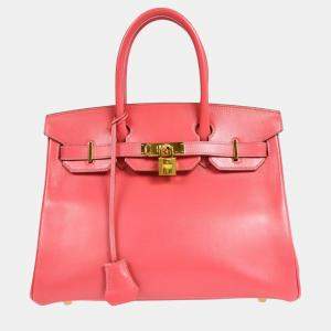 Hermes Purse Rose Lipstick Tadelakt Birkin 30 Handbag