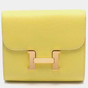 Hermes Constance Compact Bifold Wallet Yellow