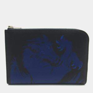 Hermes Remix Duo Leather Wallet Navy Blue Leather