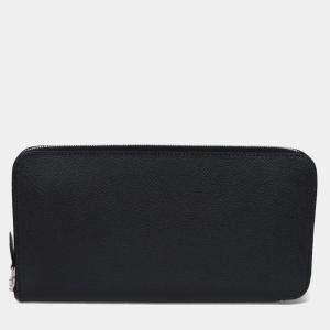 Hermes Azap Long Classic Wallet Black Leather