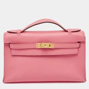 مملوكة مسبقًا حقيبة صغيرة هيرمس كيلي جلد سويفت حمراء معدن ذهبي