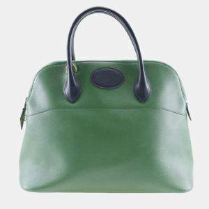 Hermes Bicolor Green Leather Bolide 35 Handbag