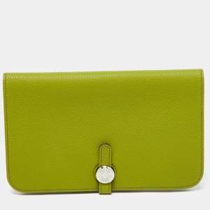 Hermes Anis Green Taurillon Togo Leather Dogon Duo Wallet