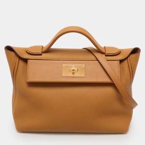 Hermes Jaune Ambre Togo and Swift Leather Gold Tone Finish 24/24 29 Bag