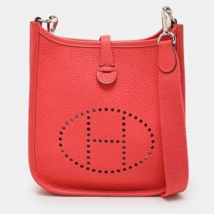 Pre Owned Hermes Bougainvillier Taurillon Clemence Leather Evelyne TPM Bag 