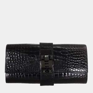 Hermes Shiny Alligator So Black Medor Clutch