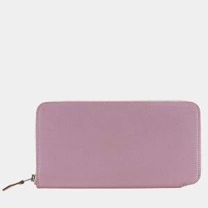 Hermes Pink Leather Azap Long Silk'In Wallet