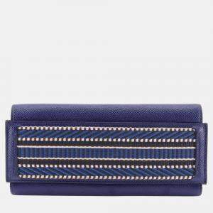 Hermes Blue Leather Passant Long Wallet