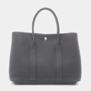 Hermes Navy Blue Leather Garden Party TPM Tote Bag