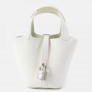 Hermes White Picotan Lock Micro Evercolor Handbag