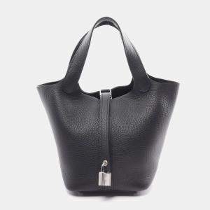 Hermes Black Leather Picotin Lock Pm Handbag