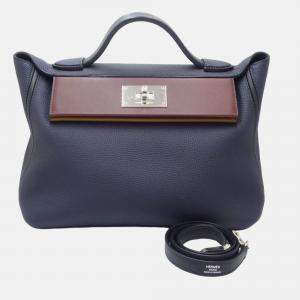 Hermes Blue Nuit Leather Togo 24/24 Bag