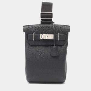 Hermes Black Leather Kelly Accado Pm Waist Bag