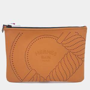 Hermes Brown Fabric Neo Vein Clutch bag