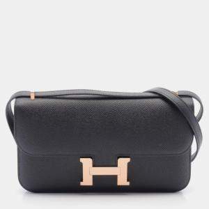 Hermes Black Leather Constance Elan Miroir Shoulder Bag