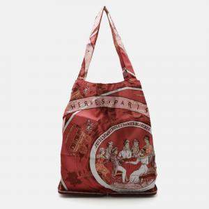 Hermes Red Leather Silky Pop Eco Tote Bag  