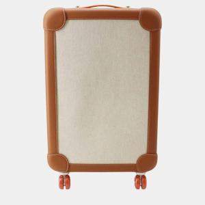 Hermes Ecru/Beige/Fauve/Orange Toile H, Plume Taurillon Rolling Mobility Suitcase