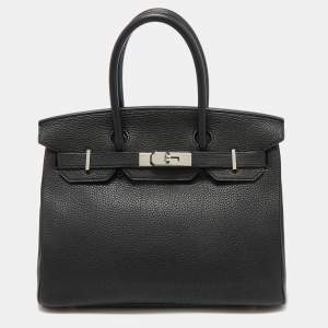 Hermes Noir Togo Leather Palladium Finish Birkin 30 Bag