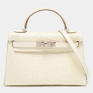 Hermes Nata Matte Alligator Mississippiensis Palladium Finish Mini Kelly II Sellier 20 Bag