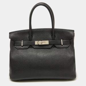 Hermes Noir Togo Leather Palladium Finish Birkin 30 Bag